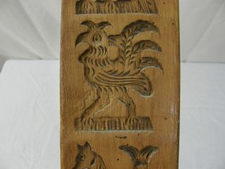 Great Large Antique Country Folk Art Wood Carved Butter Or Cookie Mold photo