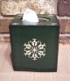 Prim Winter Holiday Christmas Snowflake Boutique Tissue Box Cover Hp Pine Green Primitives photo 1