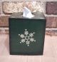 Prim Winter Holiday Christmas Snowflake Boutique Tissue Box Cover Hp Pine Green Primitives photo 2