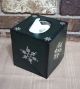 Prim Winter Holiday Christmas Snowflake Boutique Tissue Box Cover Hp Pine Green Primitives photo 3