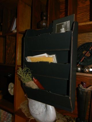 Vtg Primitive Farmhouse Wooden/wood Mail Keep Cubbies Gathering Box Wall Hanging photo
