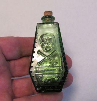 Wheaton Coffin Poison Bottle Skull Crossbones Green Miniature Rip Halloween photo