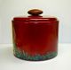 Vtg Red Aluminum Canister Container Hp Rooster Sunflower Handpainted Enamelware Primitives photo 1