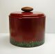 Vtg Red Aluminum Canister Container Hp Rooster Sunflower Handpainted Enamelware Primitives photo 2