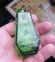 Rare Yellow Green Wheaton Coffin Poison Bottle Skull Crossbones Miniature Rip Primitives photo 2