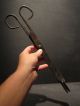 Antique 18th C Wrought Iron Scissor Pipe Ember Tongs Hearth Coal Tool Fireplace Primitives photo 7