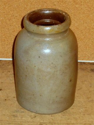 Very Rare Miniature 19th C Pennsylvania Stoneware Preserves Jar Perfect Cond photo