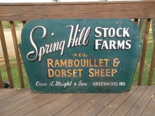 Antique Sheep Farm Sign Spring Hill Stock Farms Greenwood Indiana Antique Sign photo