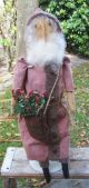 ♥ Primitive,  Grungy,  & Drab Earthy Santa Doll & Wool Pouch ♥rcp♥ Primitives photo 2