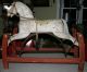 Antique 1800 ' S Folky Americana Primitive Wooden Painted Rocking Horse & Base Primitives photo 1