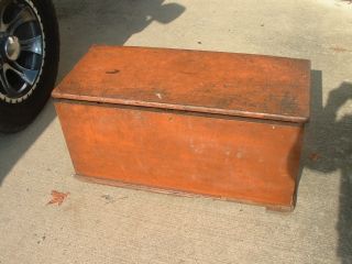 Early American Blanket Chest Circa1800’s Salmon Color Paint Canal Dover Ohio photo