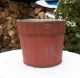 Aafa Old Red Paint Country Primitive Sap Bucket Pail Wood Handmade Nh Primitives photo 3