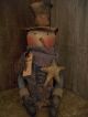 Primitive 16 In.  Snowman ==top Half Doll == Stands Alone ==wooden Base == Primitives photo 1