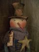 Primitive 16 In.  Snowman ==top Half Doll == Stands Alone ==wooden Base == Primitives photo 3