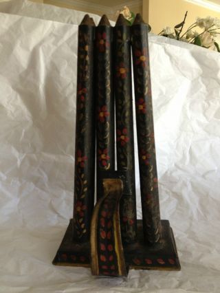 Vintage 8 Tube Candle Mold With Handle And Base Hand Painted photo