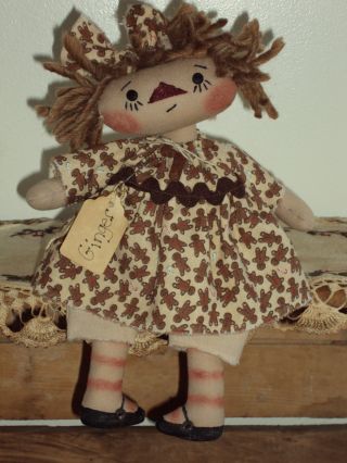 Primitive Raggedy Ann Ginger & Candy Cane Lil Rag Doll Annie photo