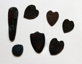 Copper Hearts Found Under The Floor Boards Of A Shoe Shop/19th Century photo