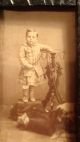 Antique Adirondack Early Photo Fancy Boy & Dog Wood Hand Carved Primitive Frame Primitives photo 1