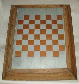 Vintage Antique Aluminum/copper Chess Checkerboard Checker Board Gameboard,  1920s photo
