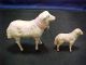 Vintage German Putz White Ewe Sheep & Lamb Early 1900 ' S,  (not Wooly) Nr Primitives photo 1