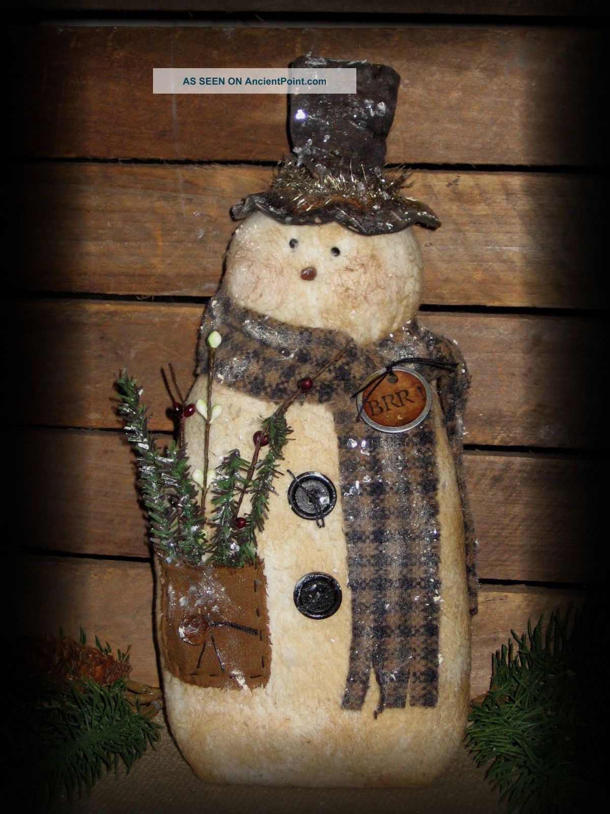 Primitive Grubby Winter Snowman Sitter Olde Attic Primitives Primitives photo
