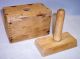 Antique Finger Jointed Maple Butter Mold Press Farm Kitchen Tools Primitives photo 1