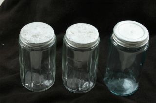 Primitive 3 Hoosier Cabinet Spice Jars With Covers photo