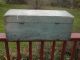 Great 19c Square Nail Large Wooden Box In Gorgeous Blue Gray Paint Primitives photo 9