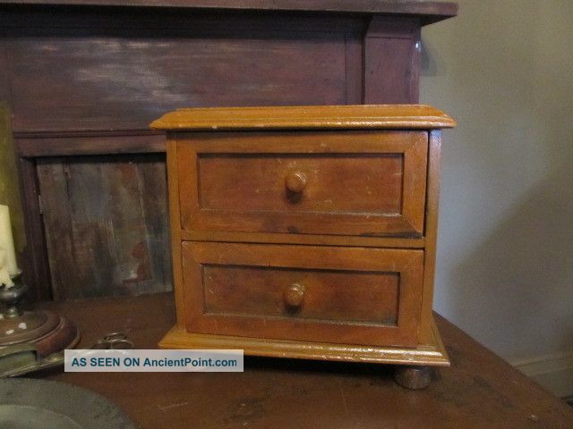 Miniature Antique Primitive Chest Ca.  1880 Primitives photo