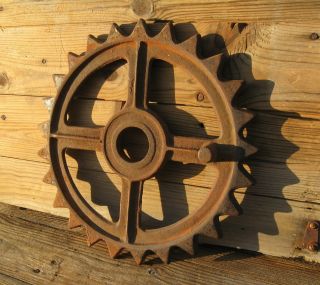 Vintage Industrial Gear Cog Cast Iron Steampunk Silversmith Wheel Antique Pulley photo