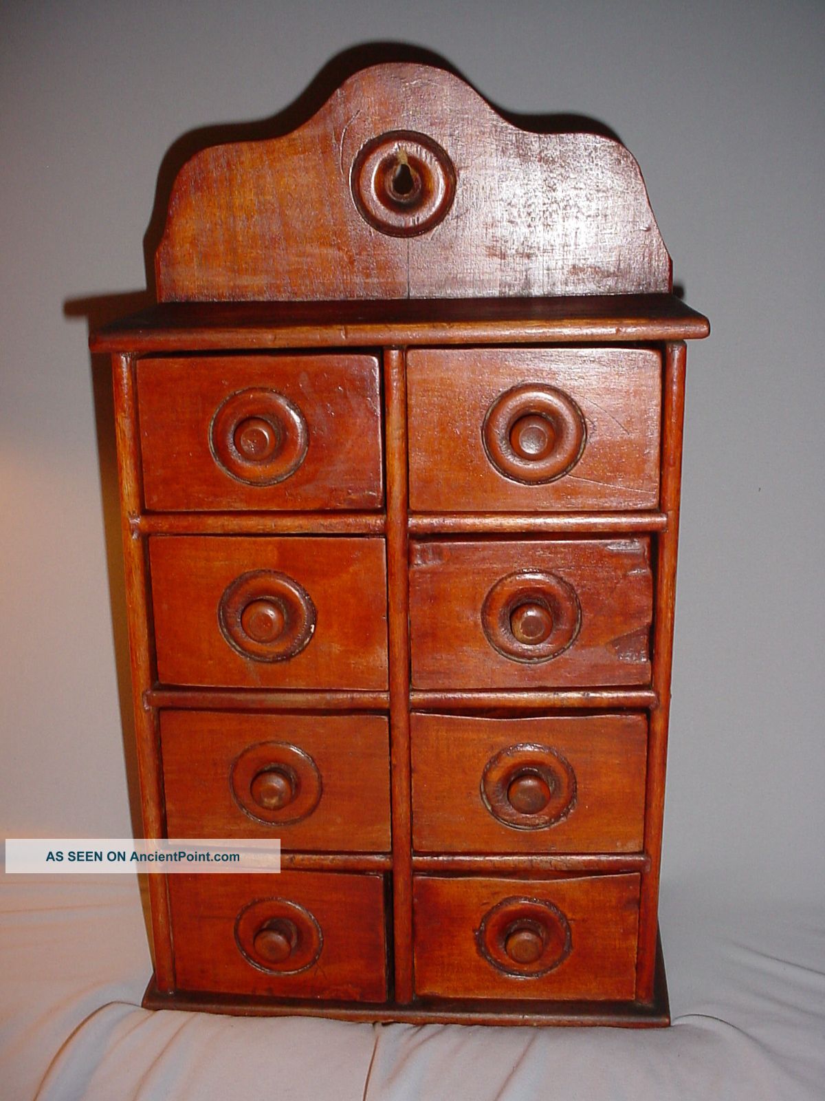 Antique Wood Wall Spice Cabinet Eight Drawers Primitives photo
