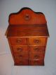 Antique Wood Wall Spice Cabinet Eight Drawers Primitives photo 1