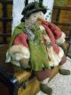 Primitive Snowman Doll Old Wool Folk Art Snowman Doll Metal Christmas Stocking Primitives photo 2