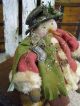 Primitive Snowman Doll Old Wool Folk Art Snowman Doll Metal Christmas Stocking Primitives photo 8