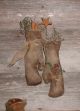 Primitive Grungy Old Mittens With Sweet Annie Ornie Hanger Christmas Primitives photo 1