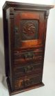 Rare 1800s Spice Chest 3 Drawer Locking Cabinet Oak Old Primitive Apothecary Vtg Primitives photo 1
