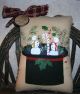 Primitive Christmas Handpainted Wallhanging Pillow Top Hatgathering Snowmen Primitives photo 2