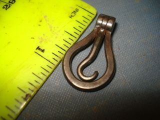 19th Century Rare 1 Inch Yes 1 Inch Small Folding Iron Button Hooking Tool photo