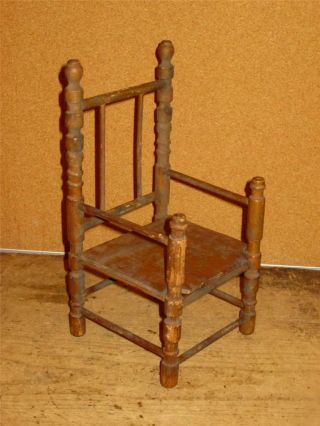A Wonderful 19th C Miniature Doll ' S Carver Armchair Great Form photo
