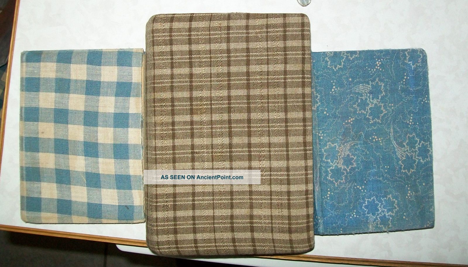Early Books Covered In Old Fabric Great Lookkkkkkkkkkk Primitives photo