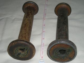 2 Vintage Wood Spindles/spools/bobbins photo