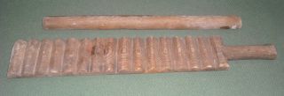 Antique Primitive Hand Carved Country Wooden Clothes Mangle Board With Pin. photo