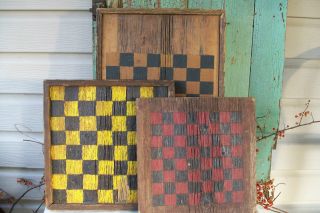 Three Old Wooden Game Boards Estate Sale Find photo
