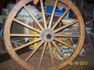 Pair Of Antique Wagon Wheels, ,  Barn Kept,  42 Ins photo