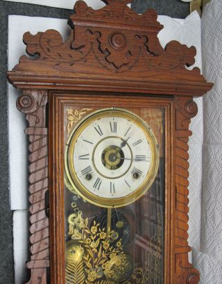 Antique Oak Kitchen Shelf Mantel Clock Seth Thomas Parts Or Renovation photo