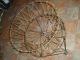Vintage Antique Round Folding Metal Wire Clothes Laundry Cart Basket Wheels Primitives photo 1