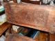 Antique Primitive Art Leather And Wood Arm Chairs - Matching Set Primitives photo 1