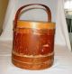 Vintage Wooden Bucket Old Firkin W/lid & Handle Primitives photo 2