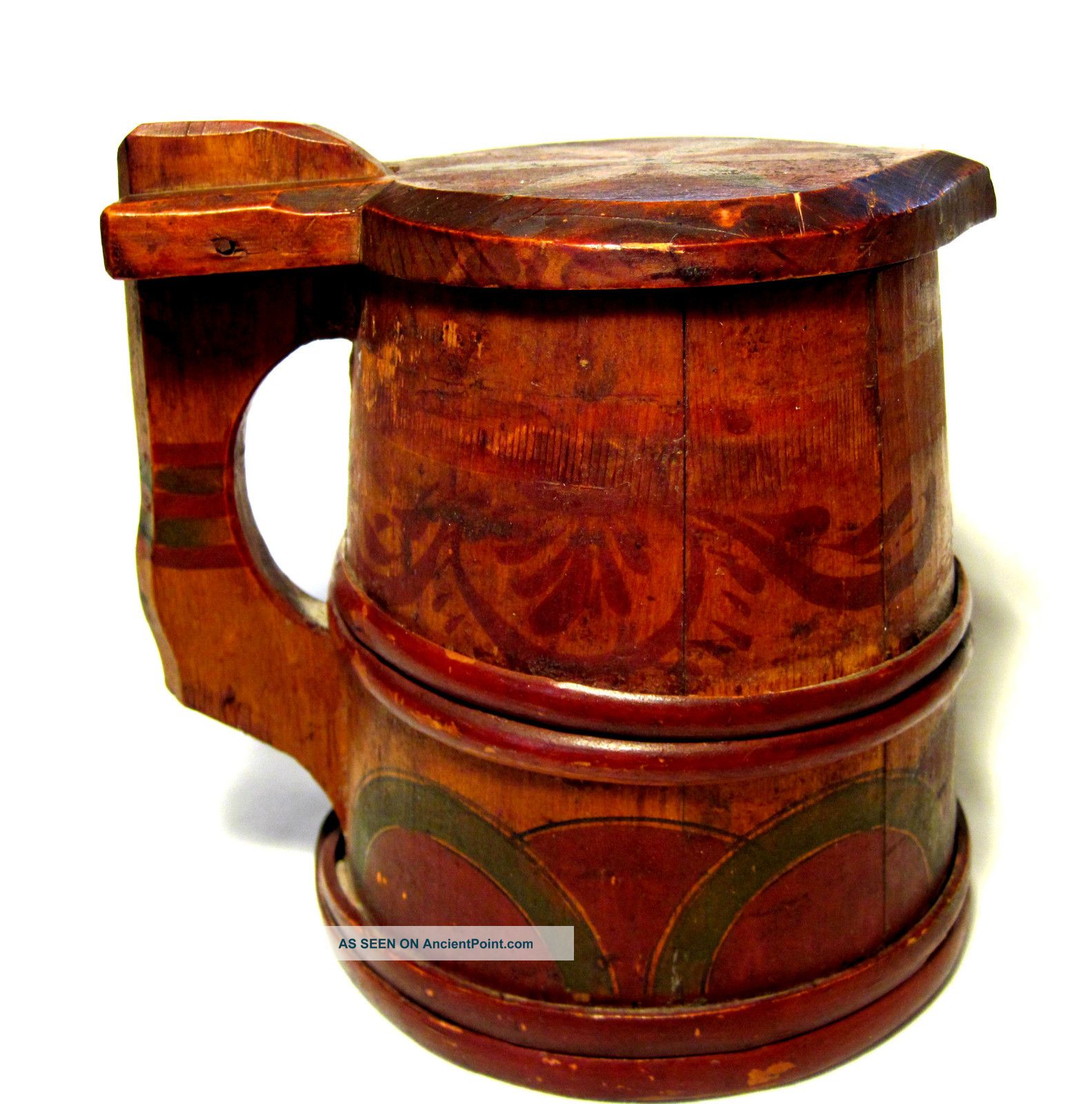 Vtg Swedish/sweden/sverige 19th C Kurbits Painted Tankard Stein Lovely Primitives photo