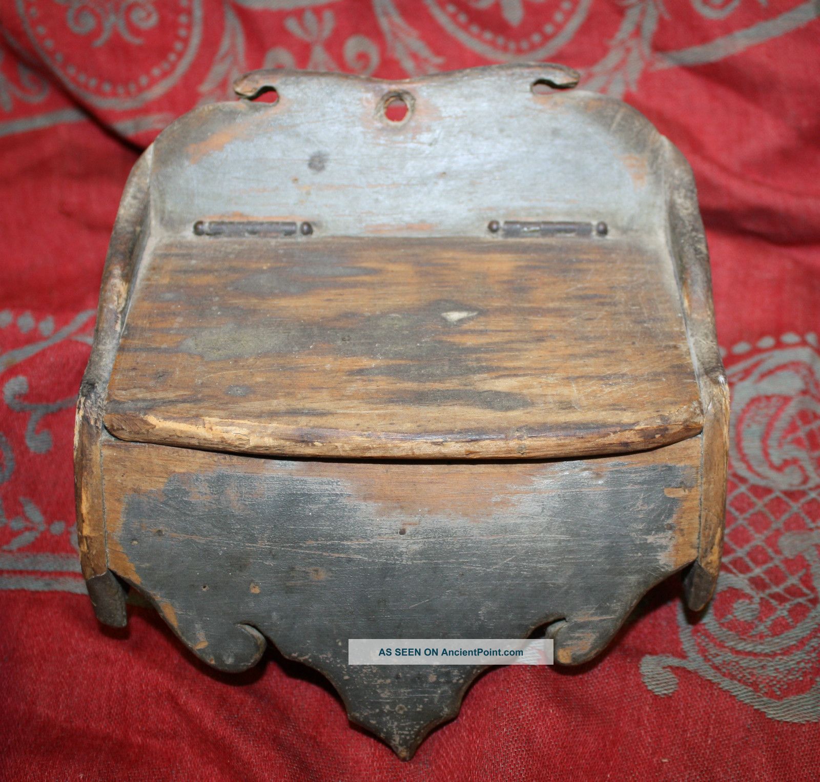 Antique Primitive 19th Century Folk Art Wall Box Match Box Paint Primitives photo
